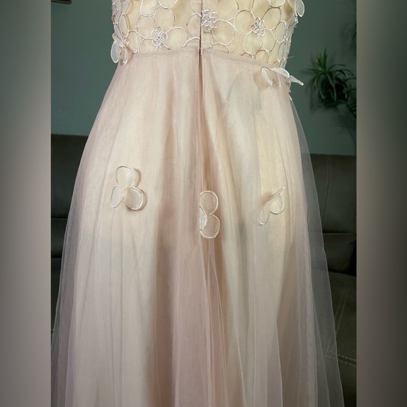 NWT Zac Posen Blush Floral Appliqué Tulle Gown Sz 6 Formal Holiday Event Gala - Picture 10 of 11
